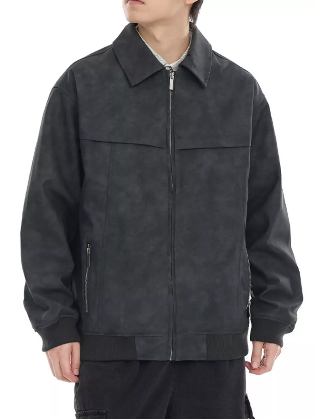 Men's Plus Size Zip Up Drop Shoulder Jacket, image 7