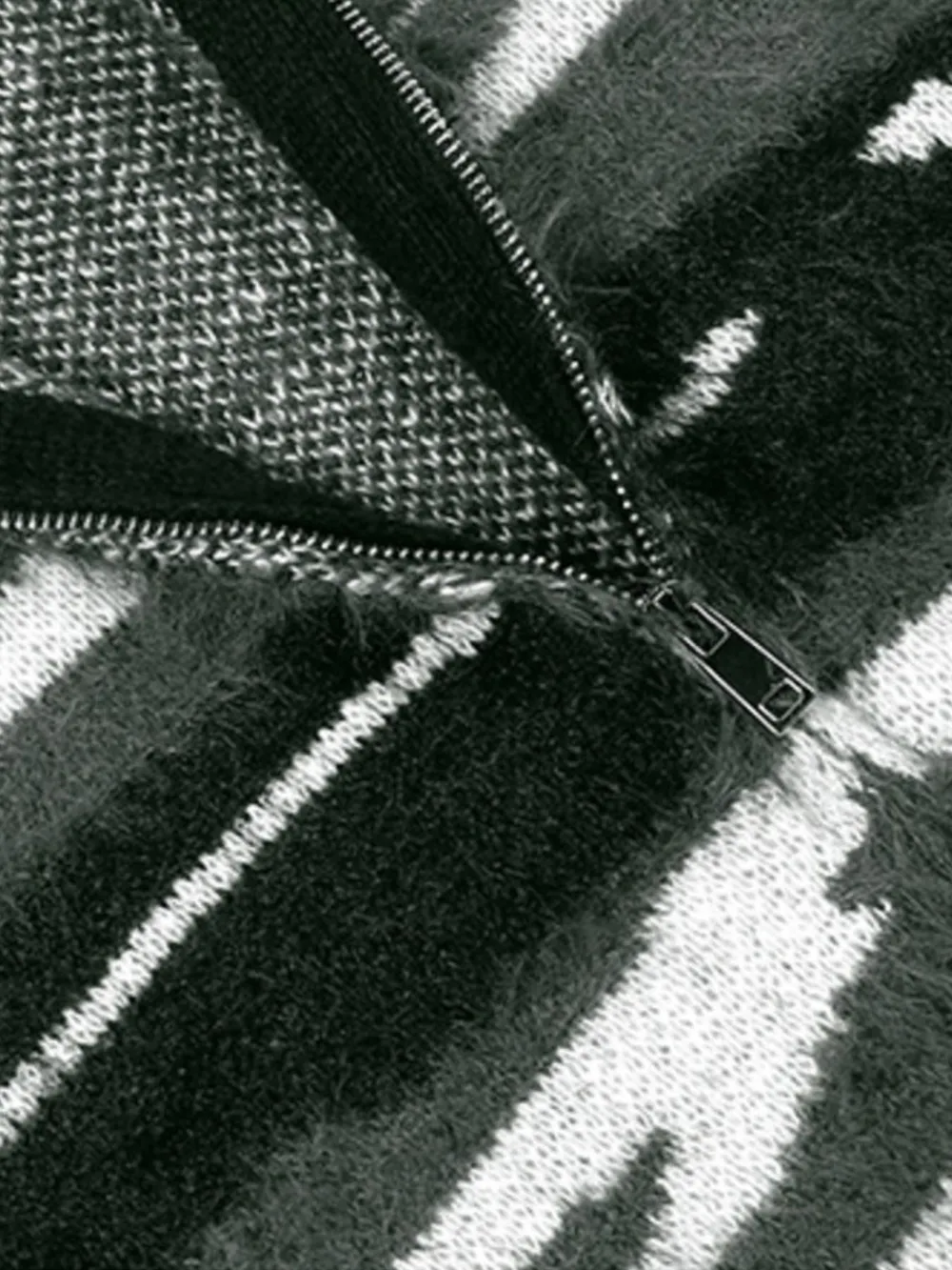 Men's Striped Fuzzy Zip-Up Cardigan, image 8