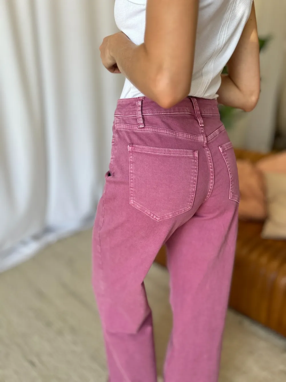 Full Size High Rise Garment Dye Wide Leg Jeans, image 11