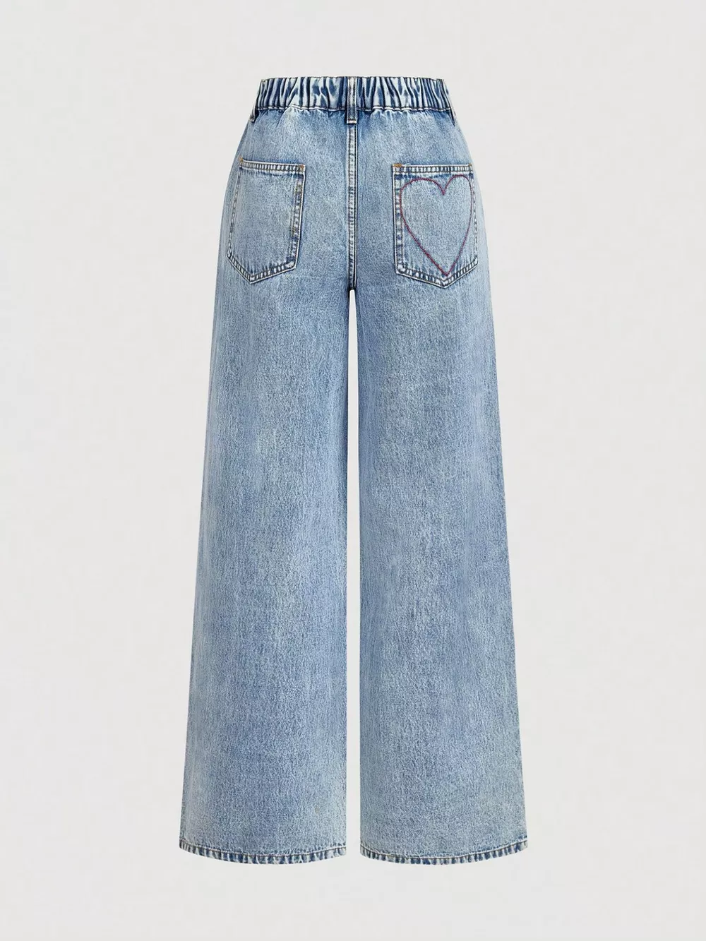 Embroidered Heart Wide-Leg Jeans, image 3