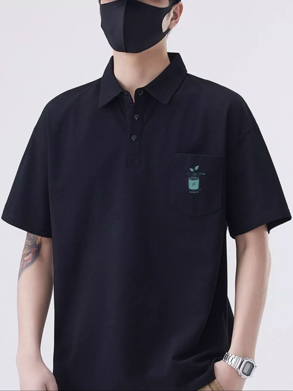 Men's Plus Size Button Detail Short Sleeve Polo, image 3