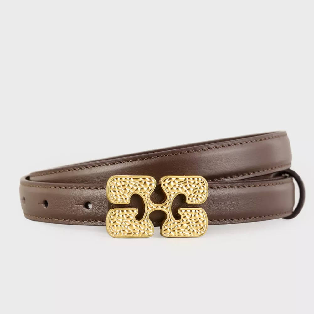Gold Buckle Leather Belt, image 9