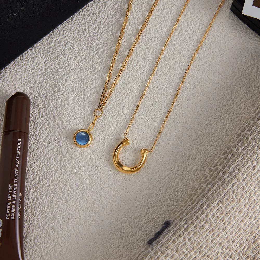 2 Piece 18K Gold-Plated Pendant Necklace, image 5