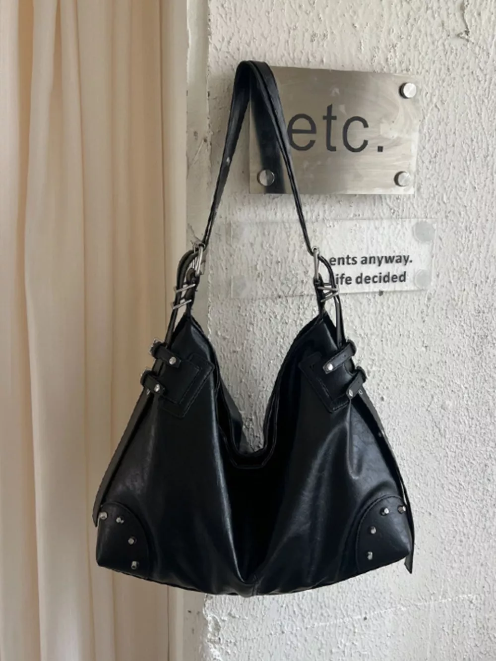 Rivet Decor Shoulder Bag