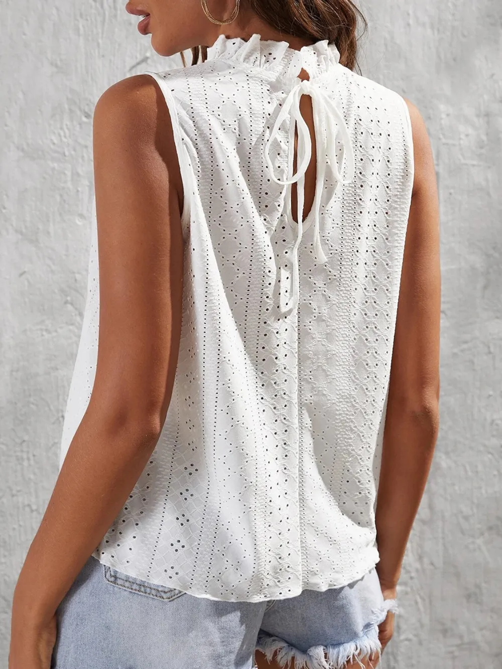 Tied Eyelet Mock Neck Tank, image 6