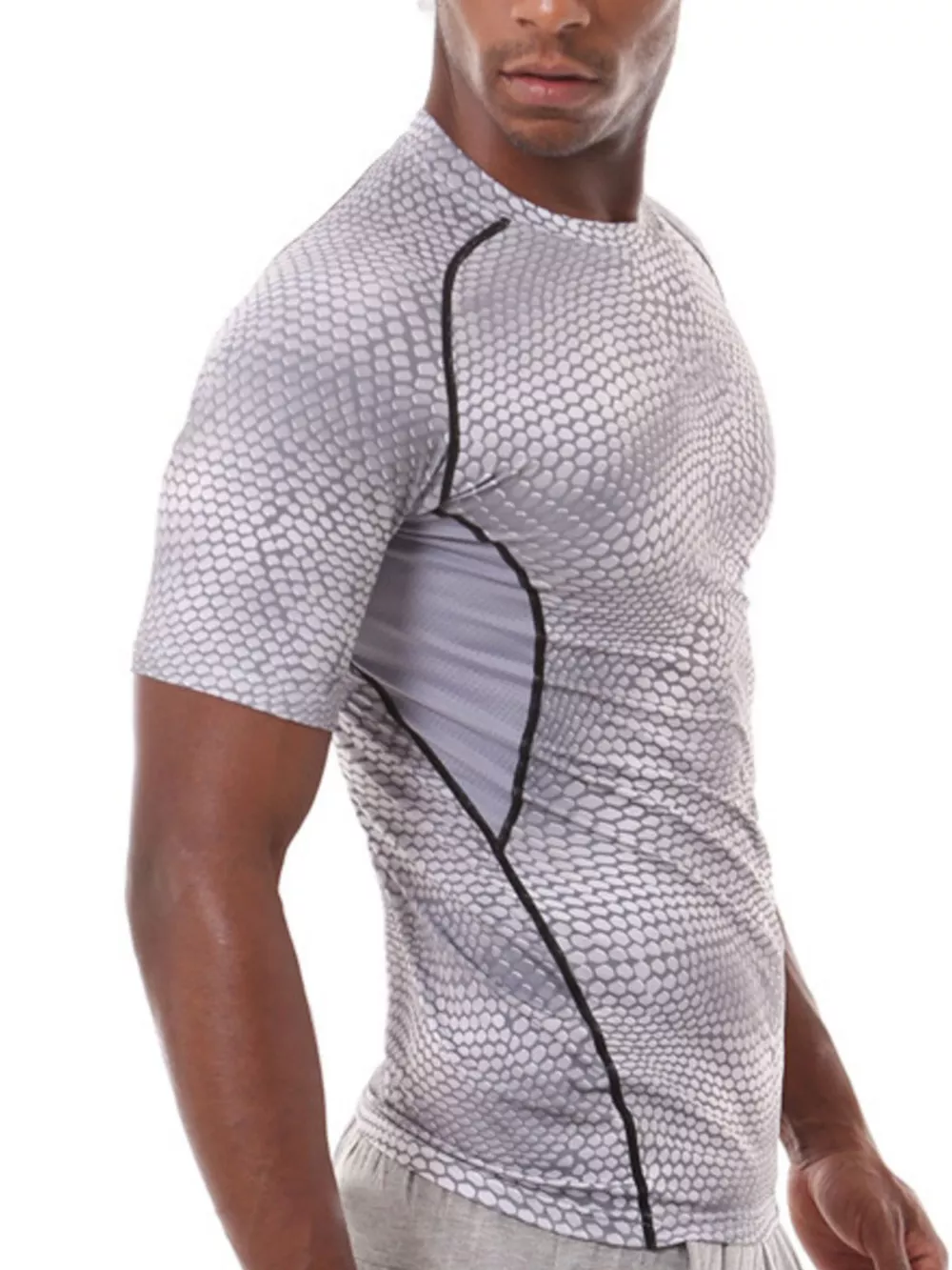 Men's Compression Fit Snake Print Active T-Shirt, image 5