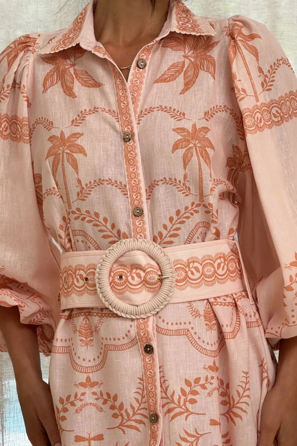 Printed Balloon Sleeve Maxi Shirt Dress, image 7