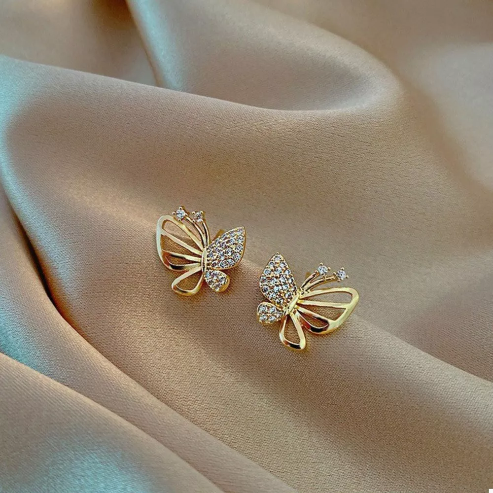 18K Gold-Plated Butterfly Stud Earrings, image 2