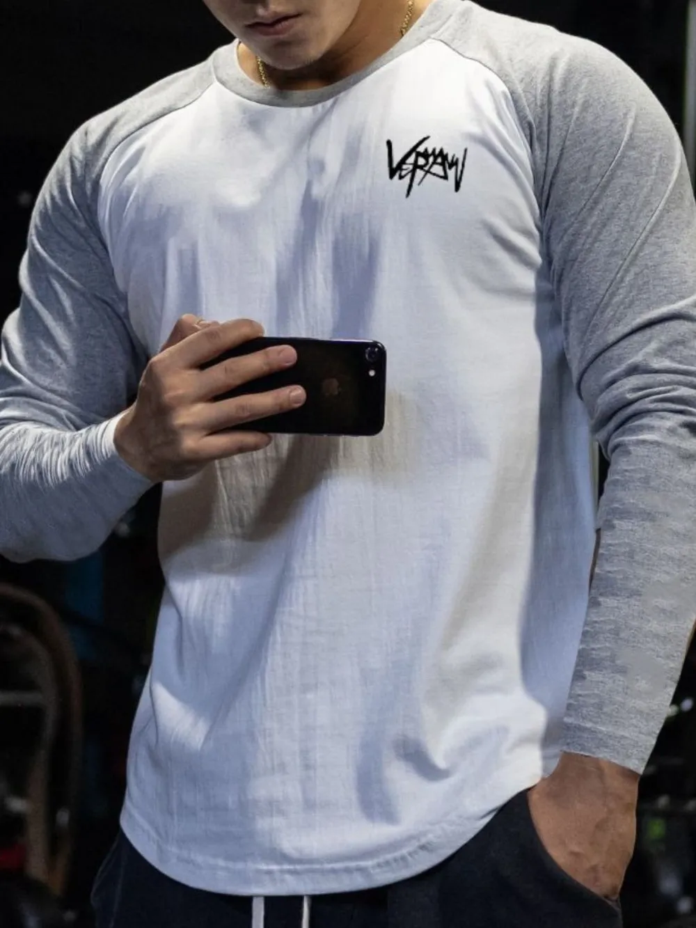 Men's Plus Size Round Neck Long Sleeve T-Shirt, image 2
