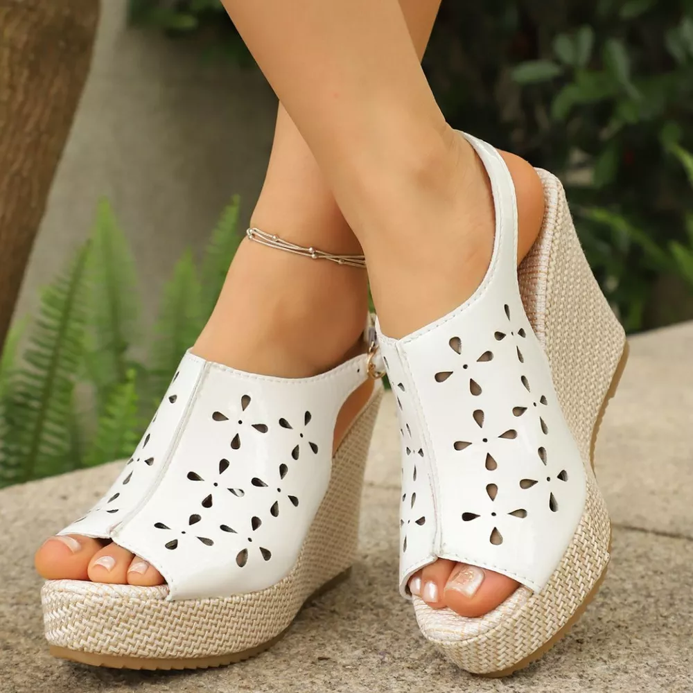 Peep Toe Wedge Sandals, image 5