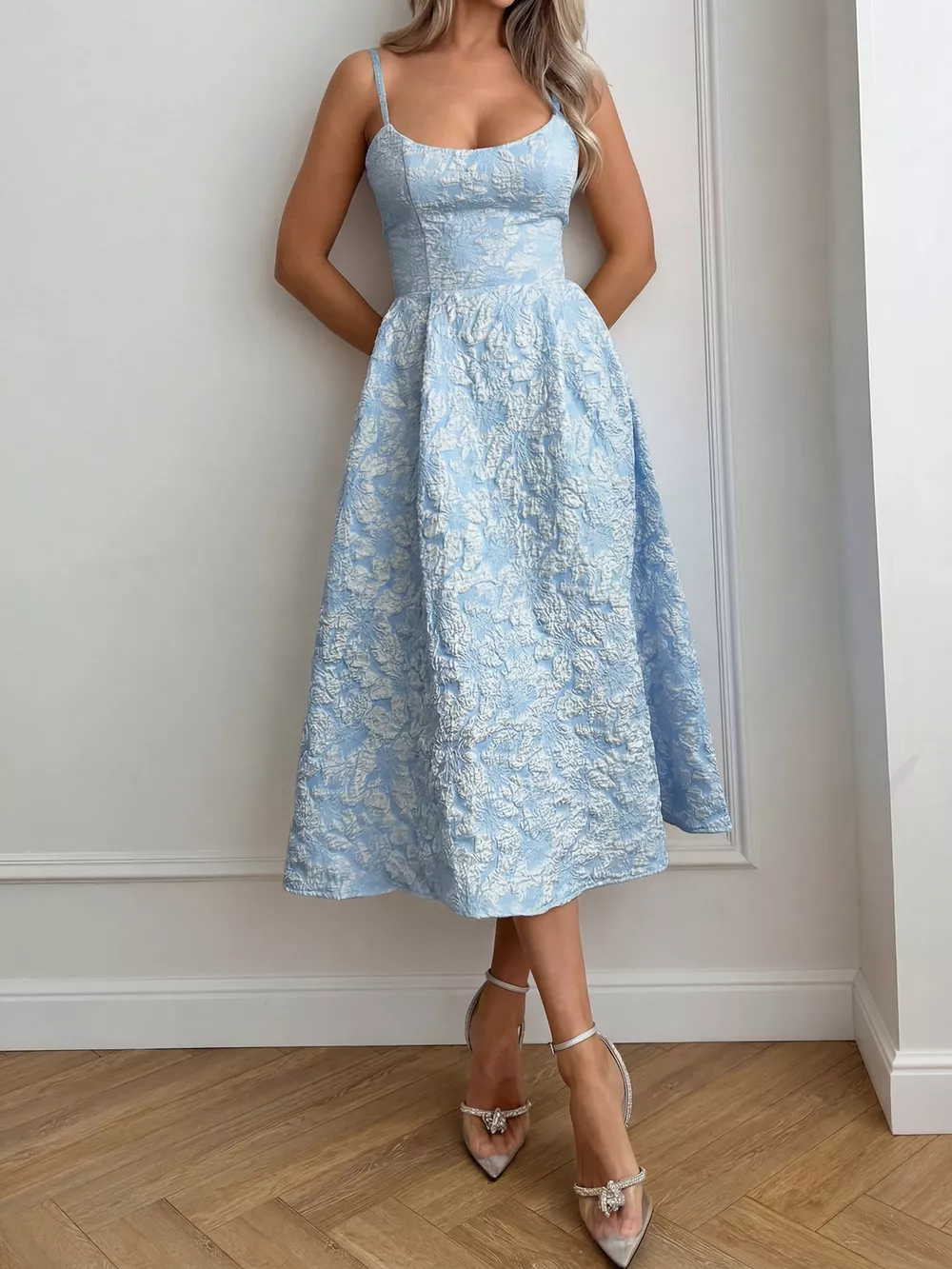 Textured A-Line Midi Dress, image 6