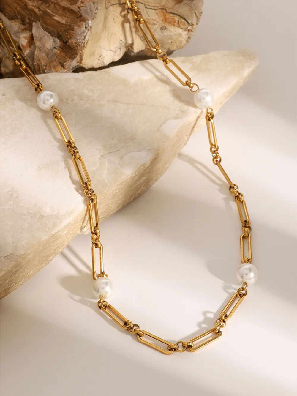 Stainless Steel Pearl Chain Necklace, image 7