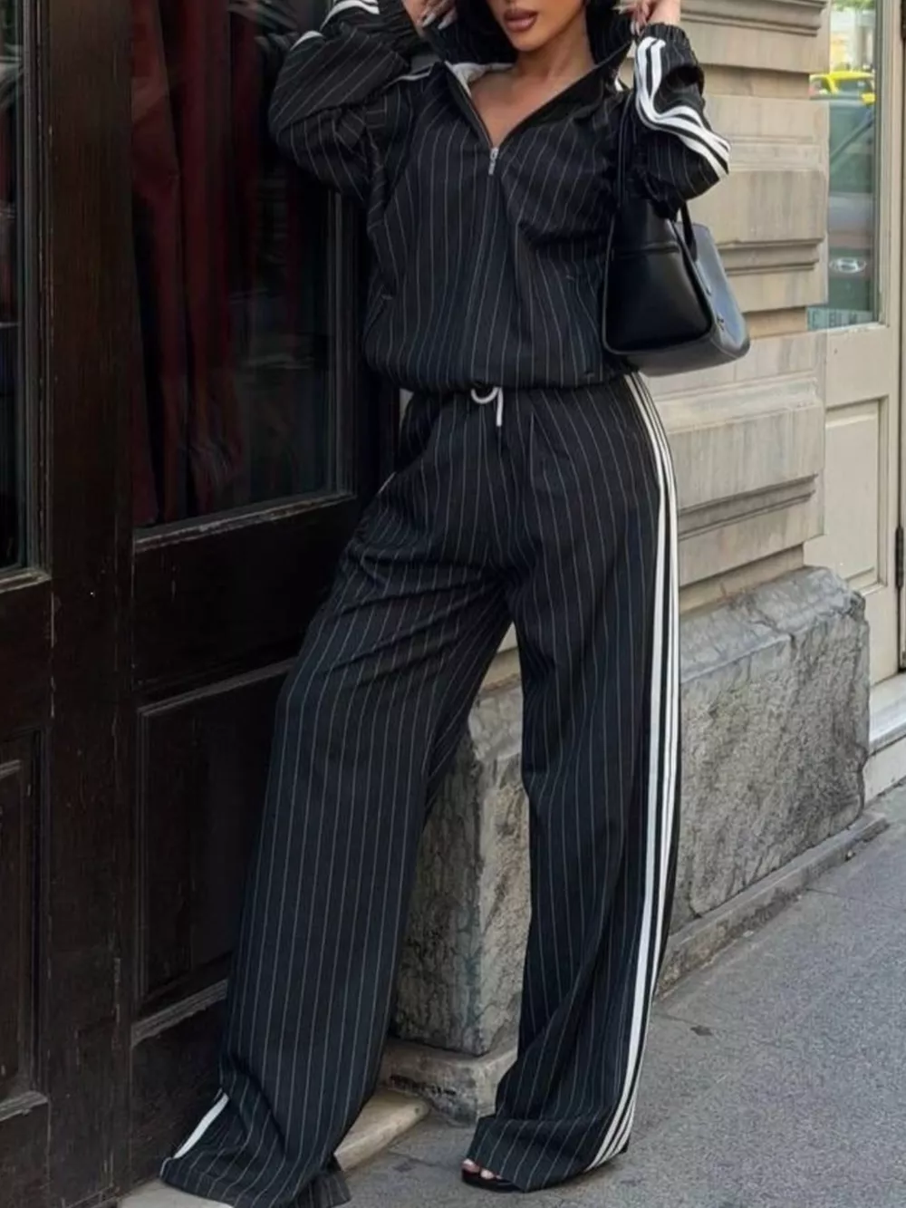Side Stripe Zip Up Jacket and Pants Set, image 2