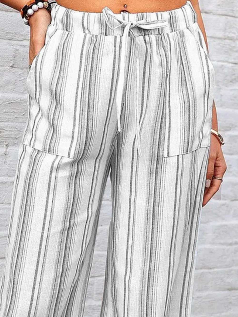 Full Size Striped Wide Leg Pants Plus Size, image 5