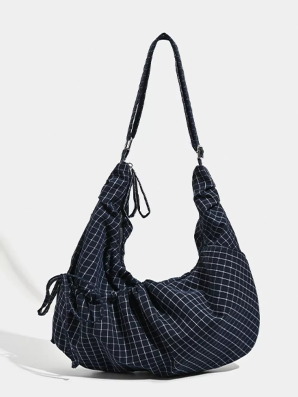 Plaid Pattern Ruched Shoulder Bag, image 2