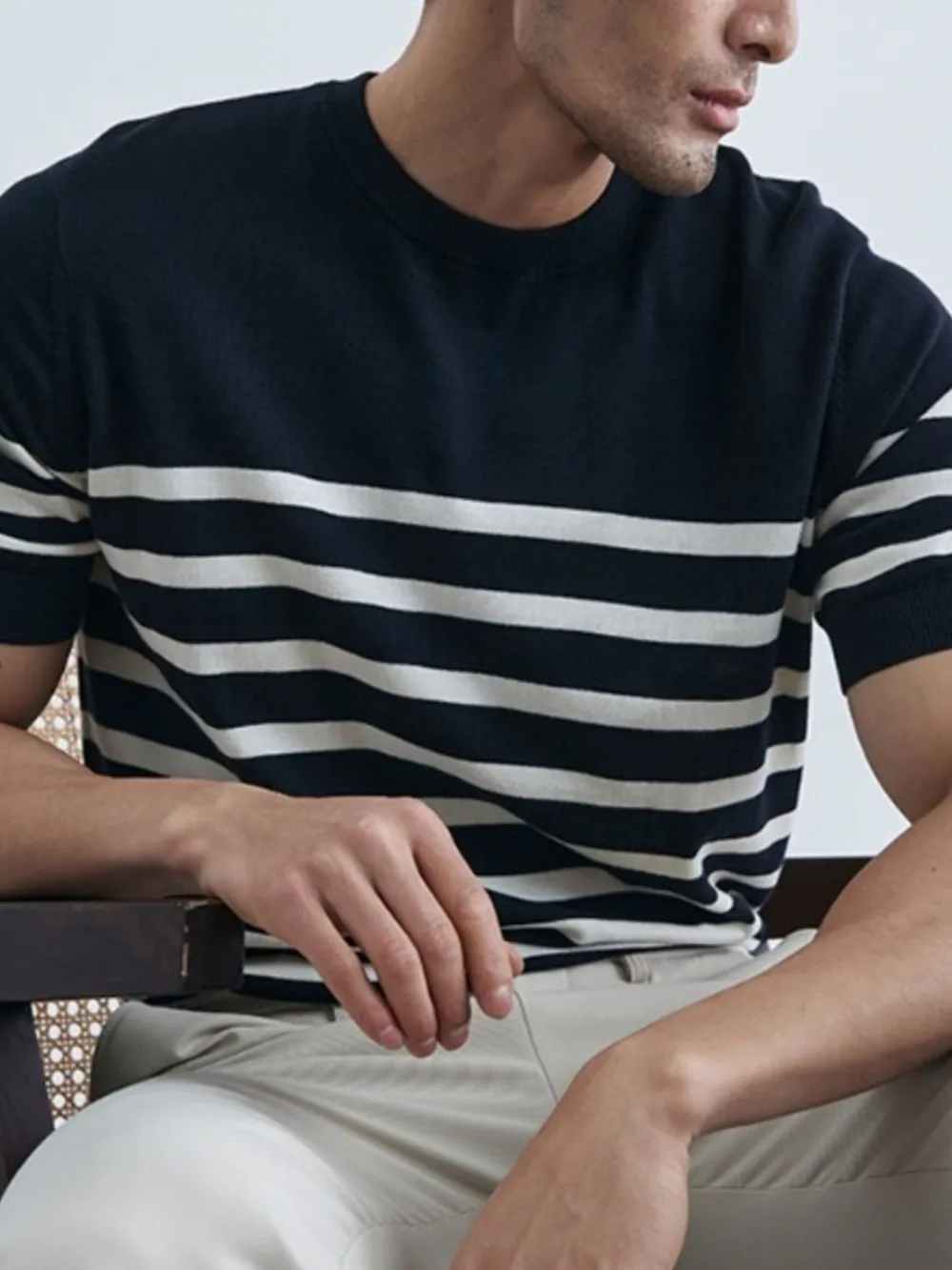 Men's Classic Striped Short Sleeve Knit T-Shirt, image 3