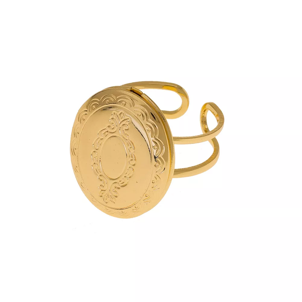 18K Gold-Plated Open Engraved Ring, image 4