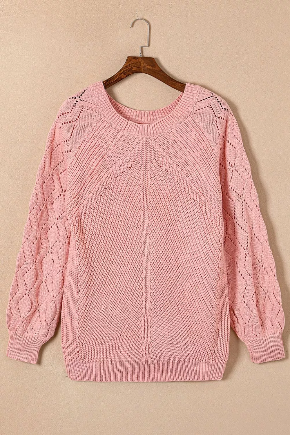 Hollow-Out Puffy Sleeve Knit Sweater, image 3