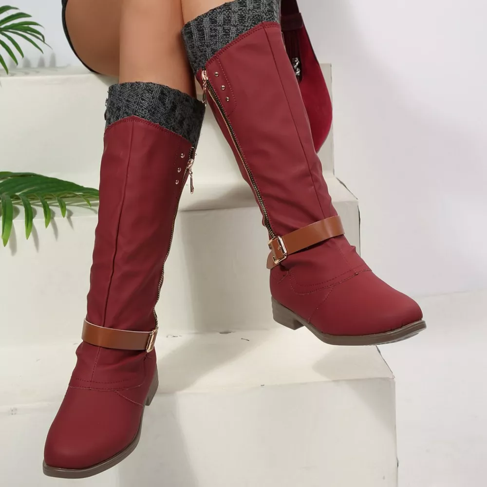 Round Toe Block Heels Boots, image 17