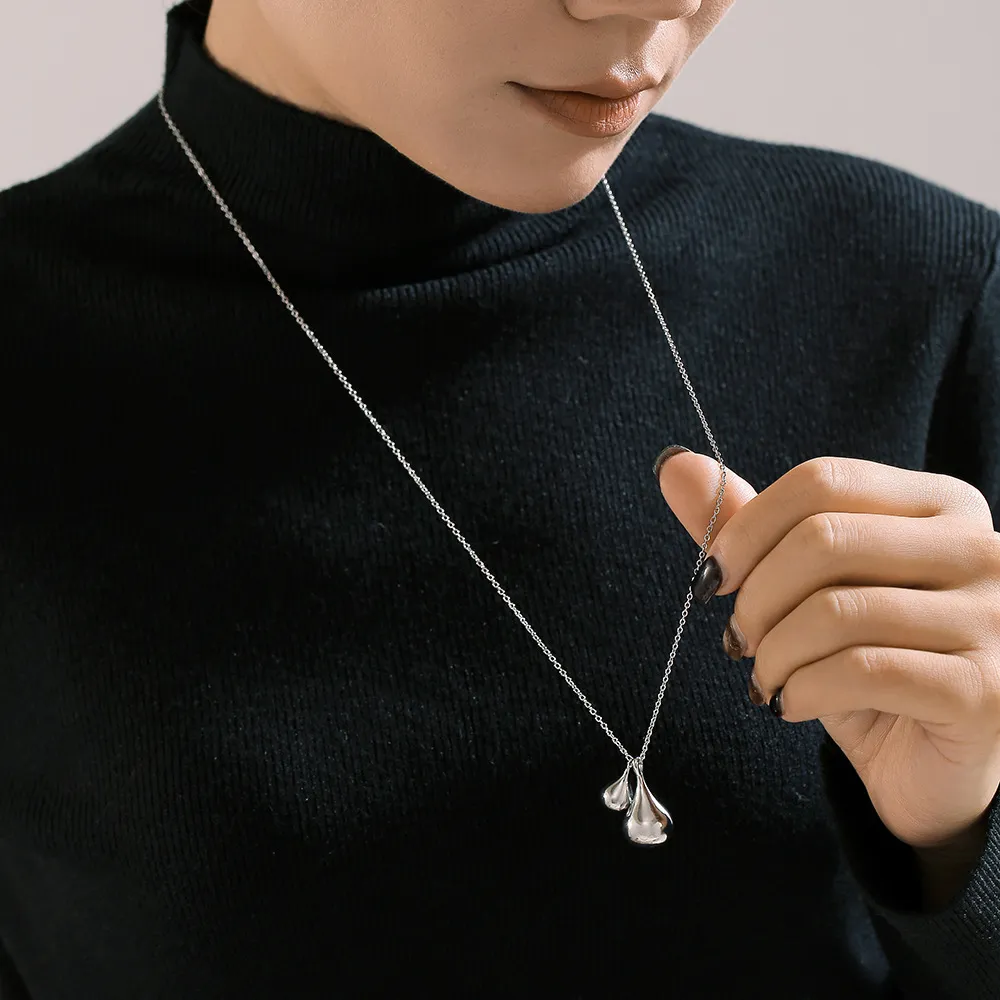Stainless Steel Water Drop Shape Pendant Necklace, image 6