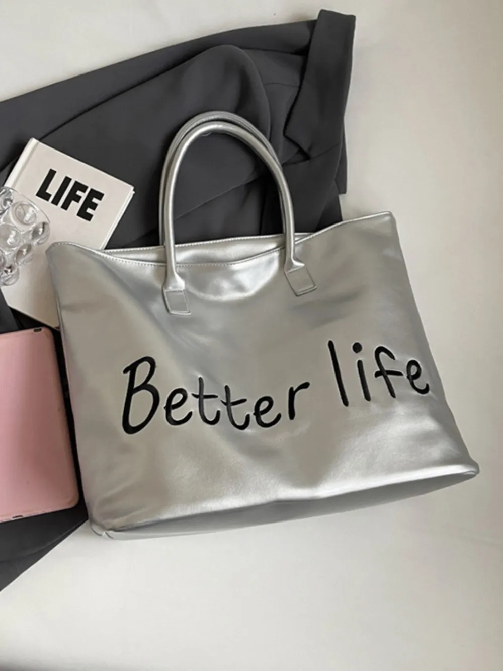 BETTER LIFE PU Leather Tote Bag, image 3