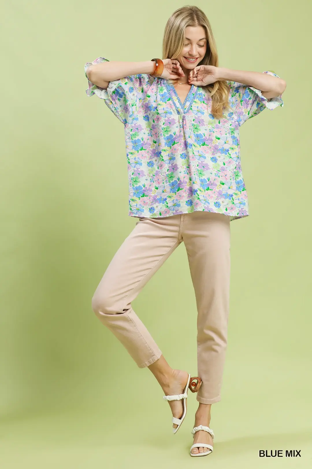 Mix Floral Print Ruffle Top, image 6