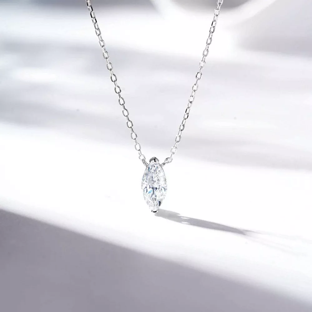 925 Sterling Silver Zircon Teardrop Necklace, image 5