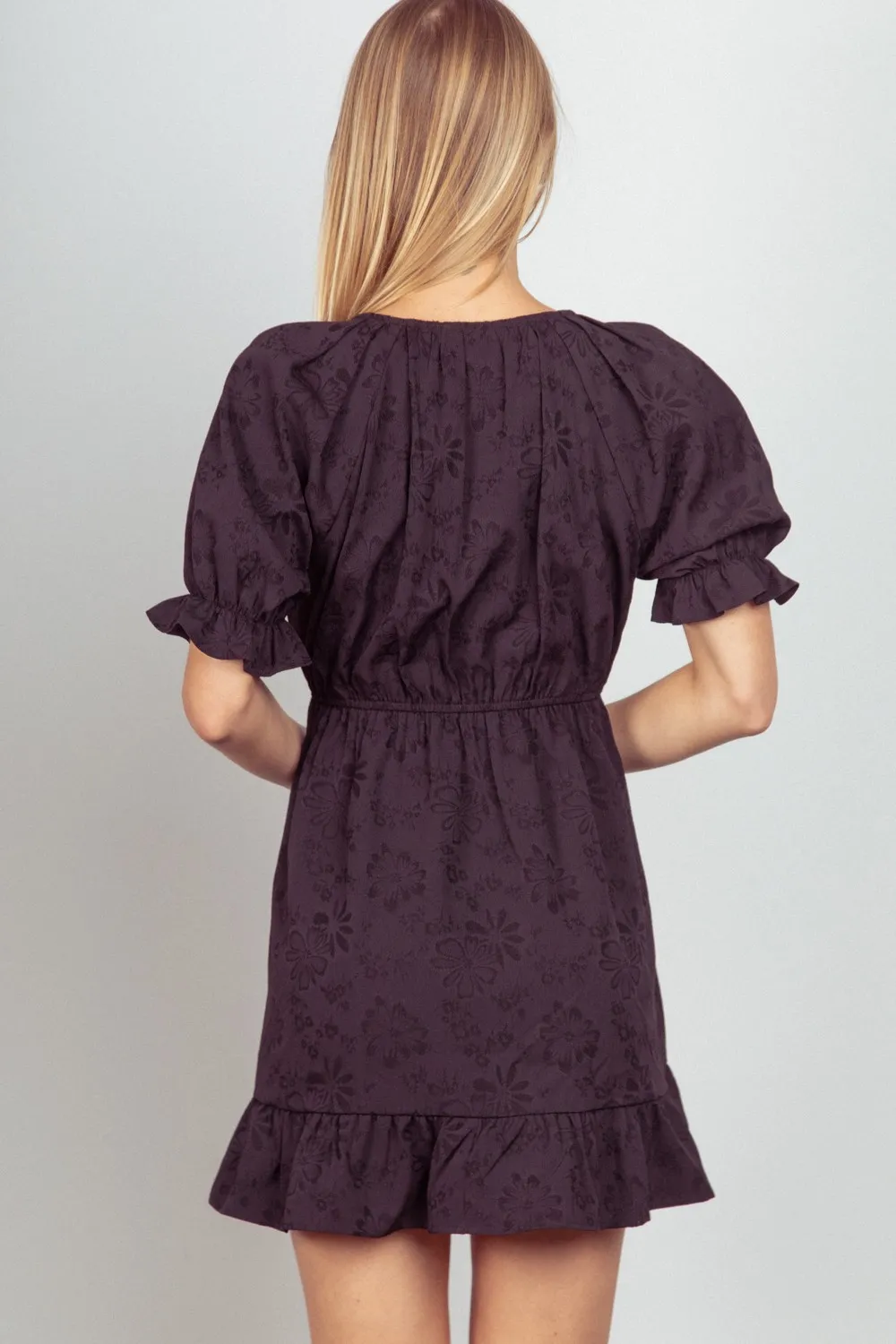 Floral Textured Woven Ruffled Mini Dress, image 2