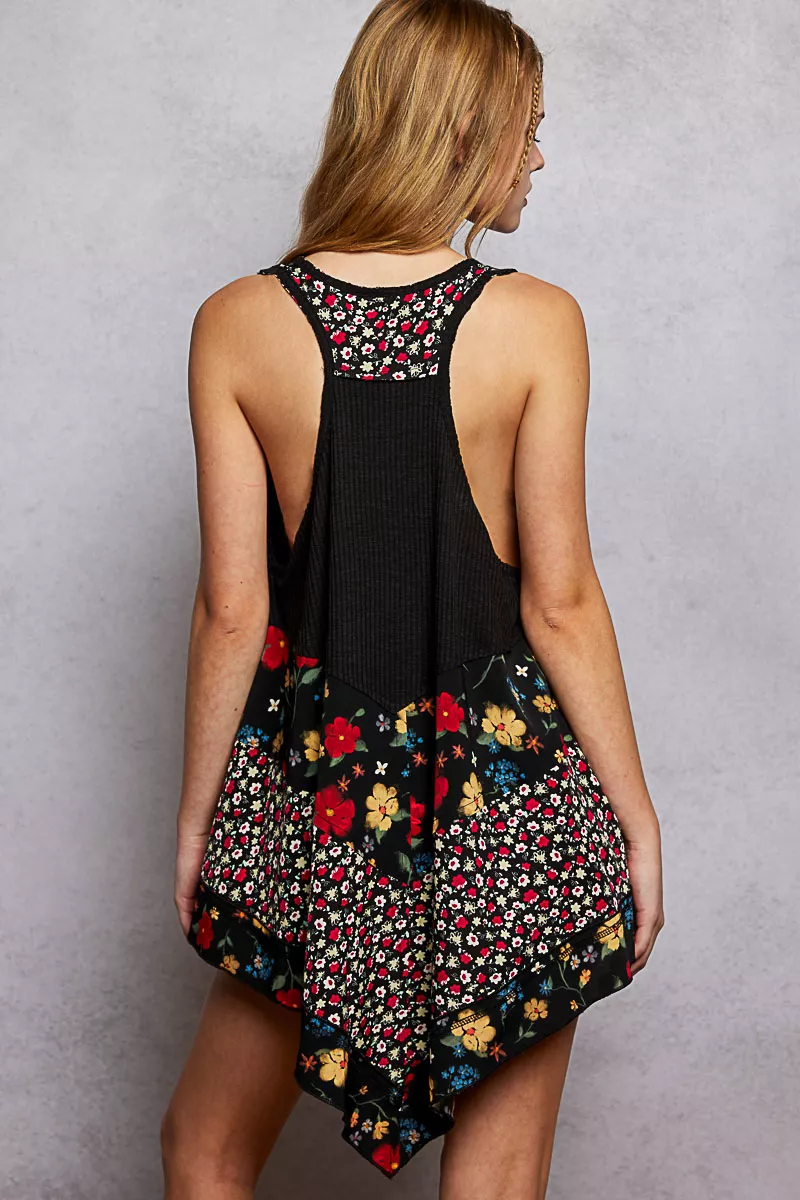 Round Neck Ribbed Tank with Woven Print Patch, image 6