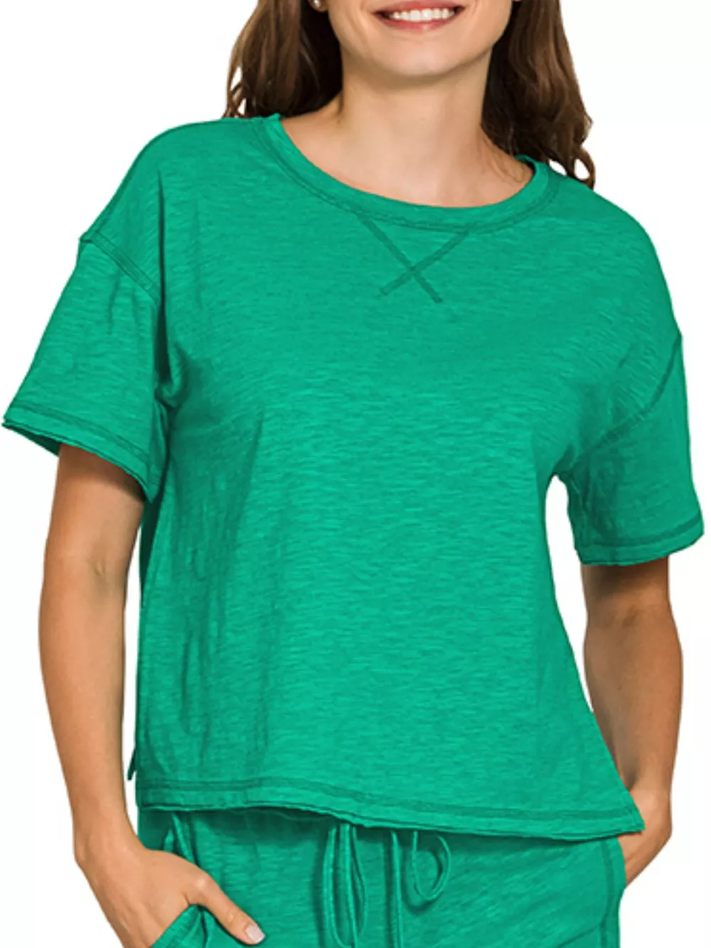 Cotton Slub Short Sleeve Tee and Pants Set, image 2