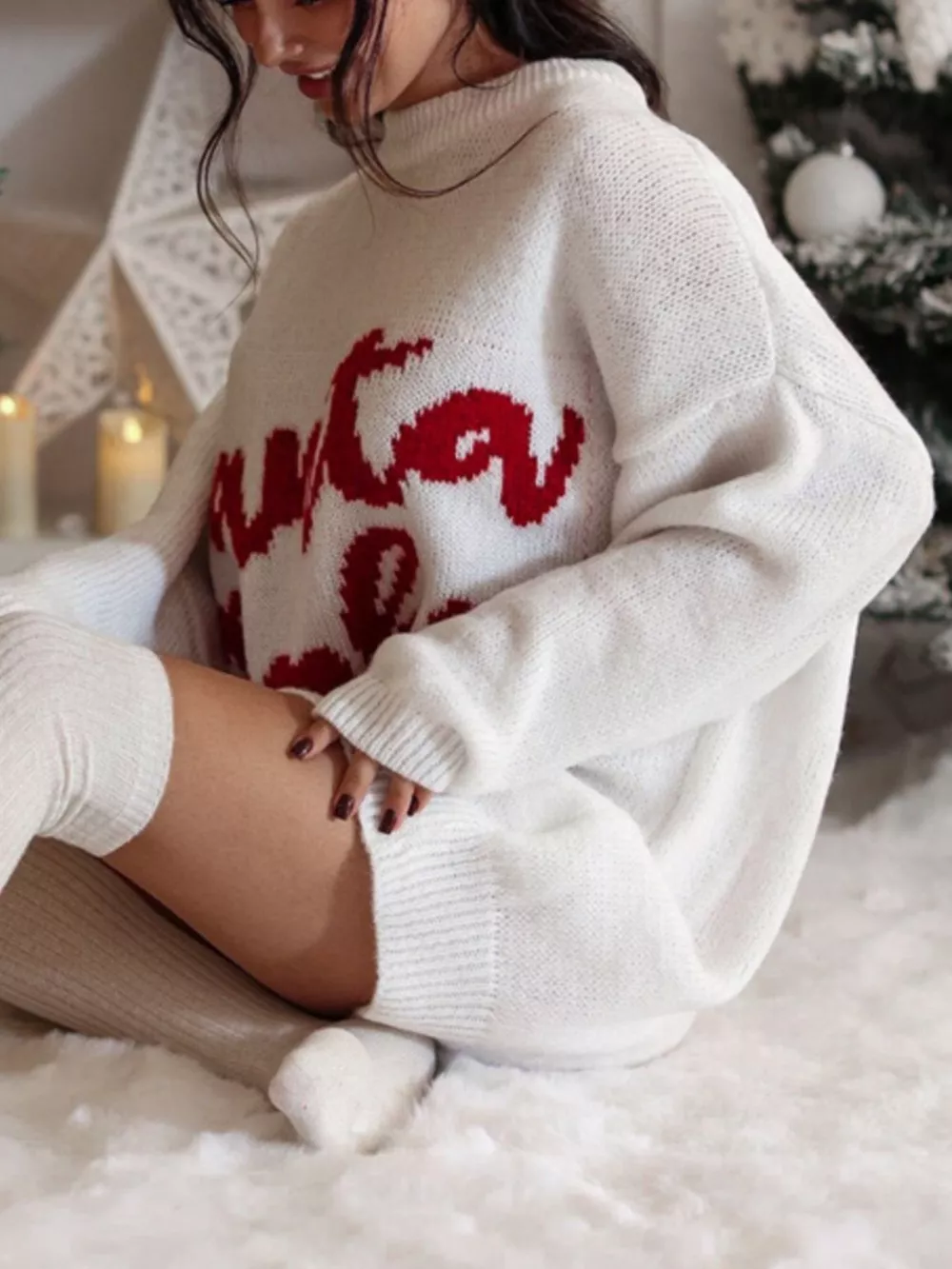 Christmas Letter Oversized Sweater Dress, image 4