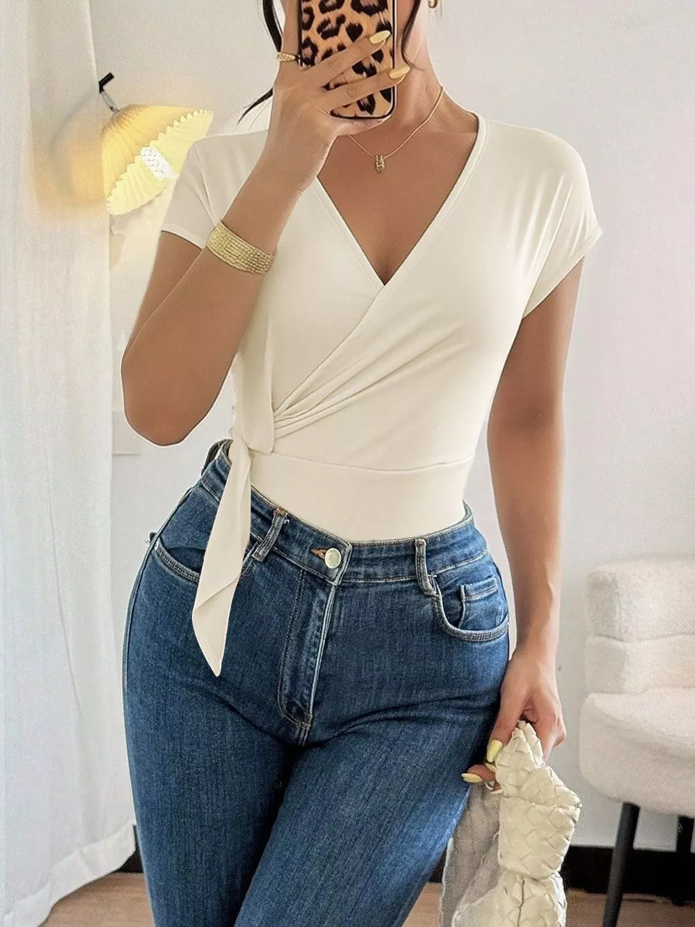 Surplice Cap Sleeve Bodysuit, image 6