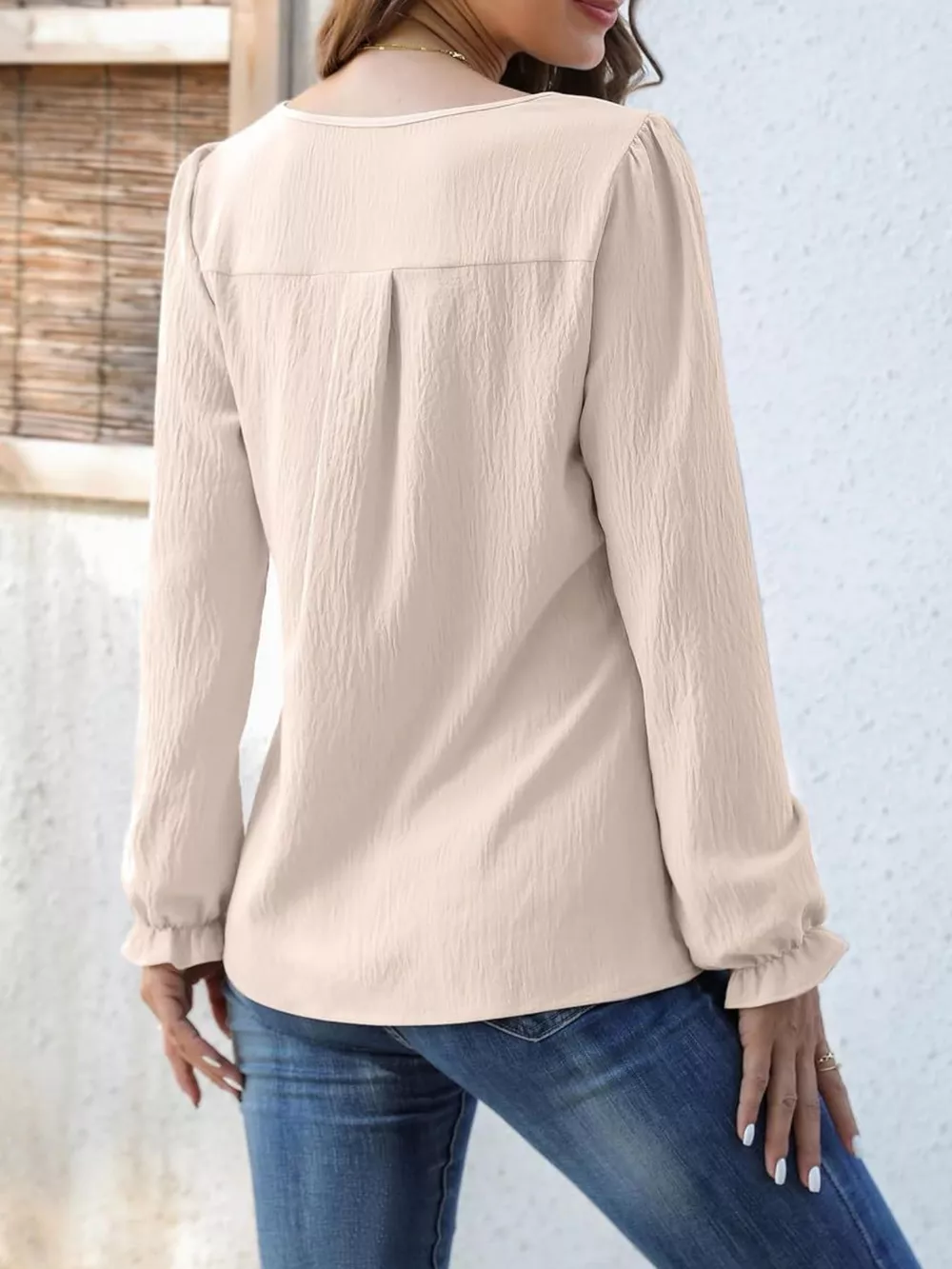 Notched Ruffle Cuff Blouse, image 9