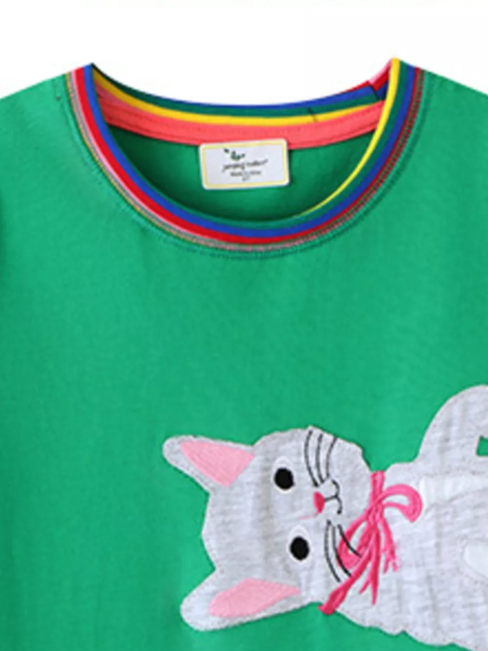 Children's Cute Cartoon Cat Round Neck Dress, image 3