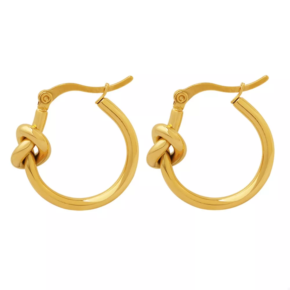 Golden Knot Hoop Earrings, image 6