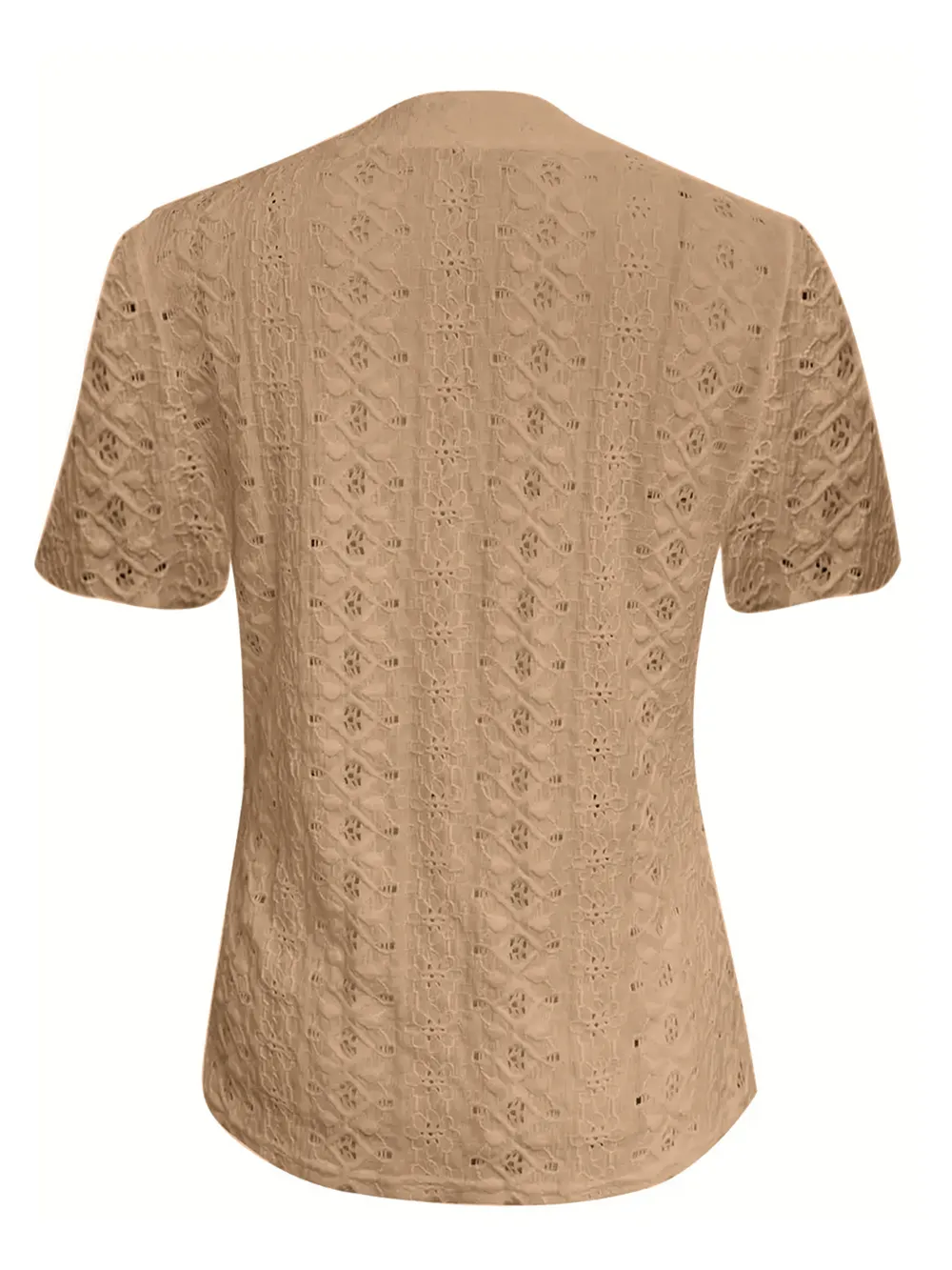 Openwork Notched Short Sleeve Top, image 15