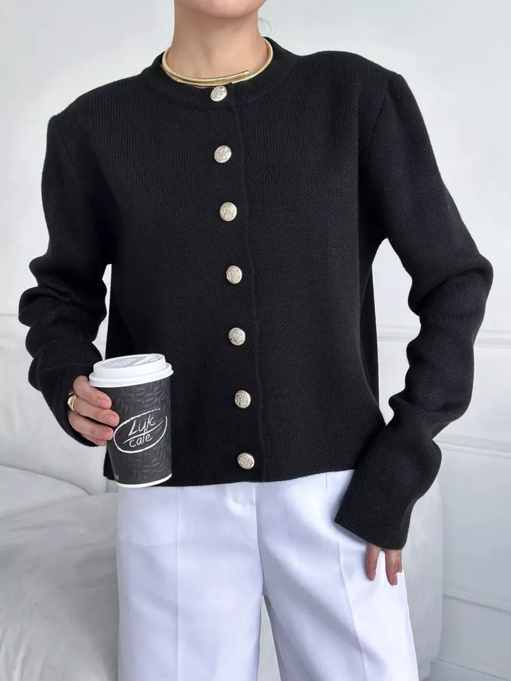 Crew-Neck Button Down Cardigan, image 16