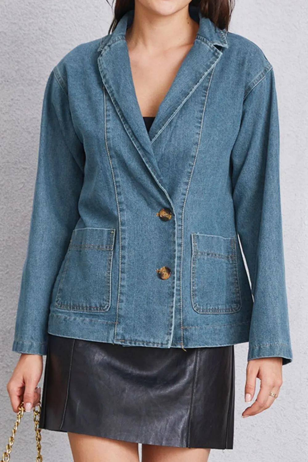 Pocketed Button Up Denim Jacket, image 2