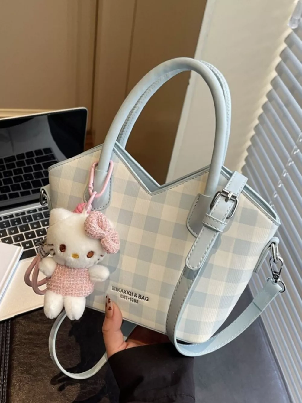 Plaid Pattern Crossbody Bag, image 3