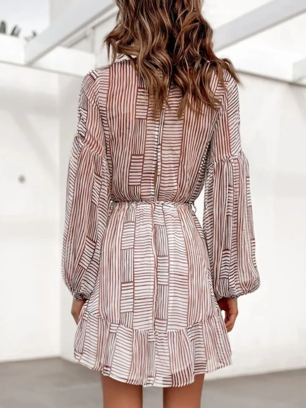 Cutout Back Surplice Long Sleeve Dress, image 5