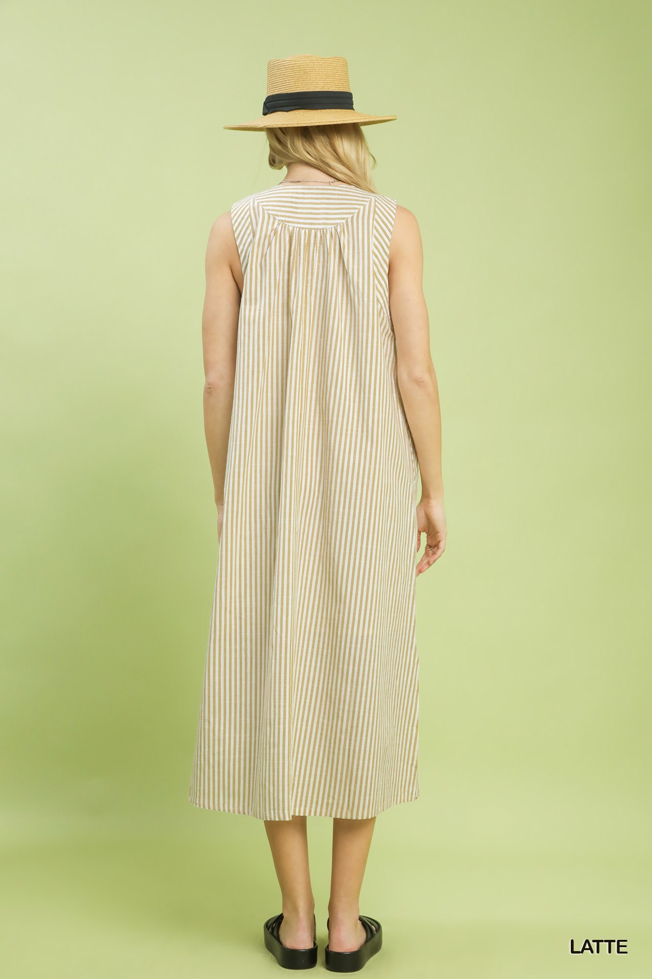 Chevron Stripe Sleeveless Midi Dress, image 3