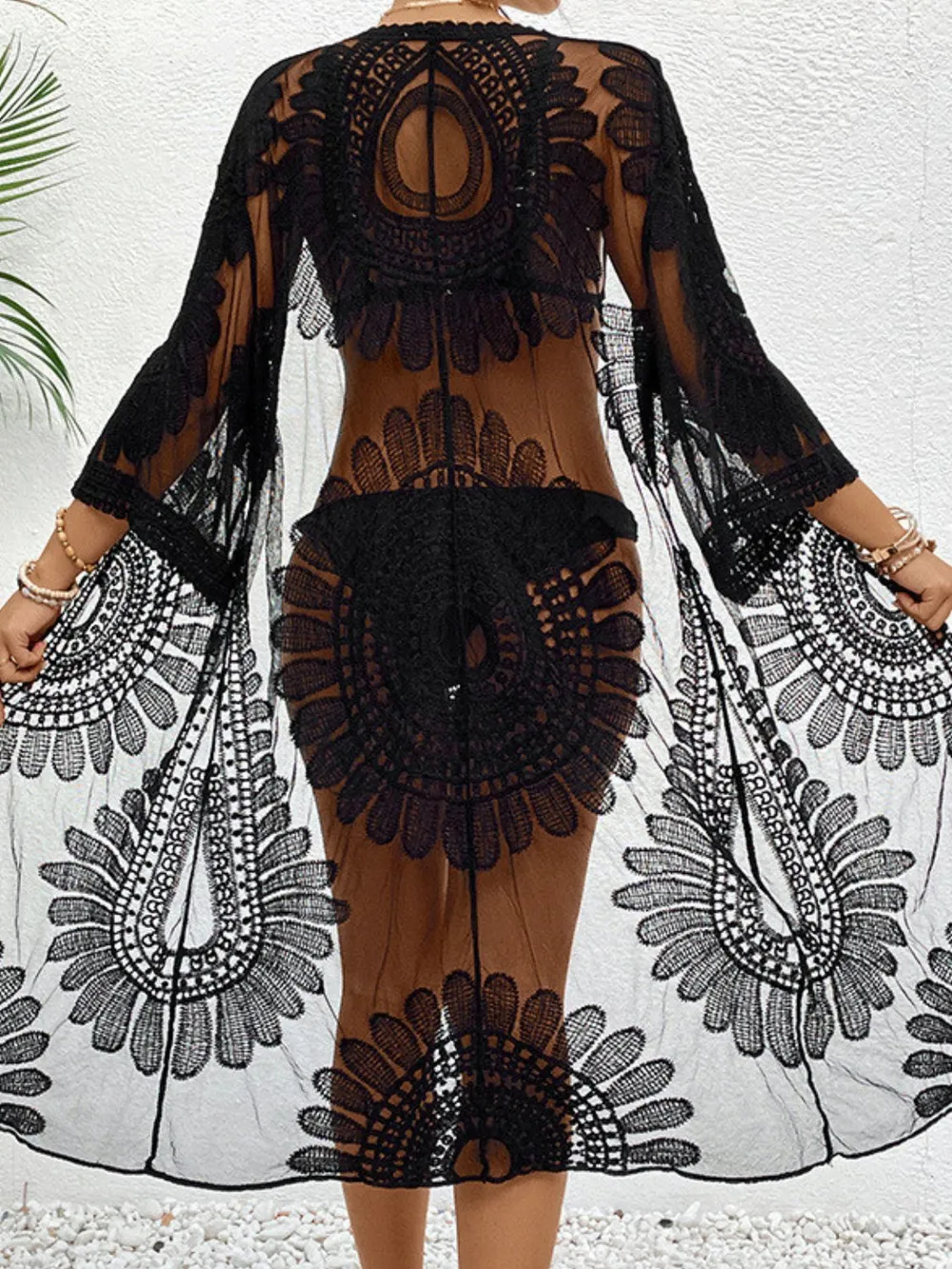 Lace Open Front Longline Cover-Up, image 8