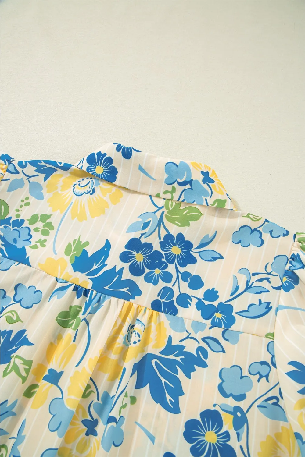 Printed Puff Sleeve Button Down Summer Shirt, image 9