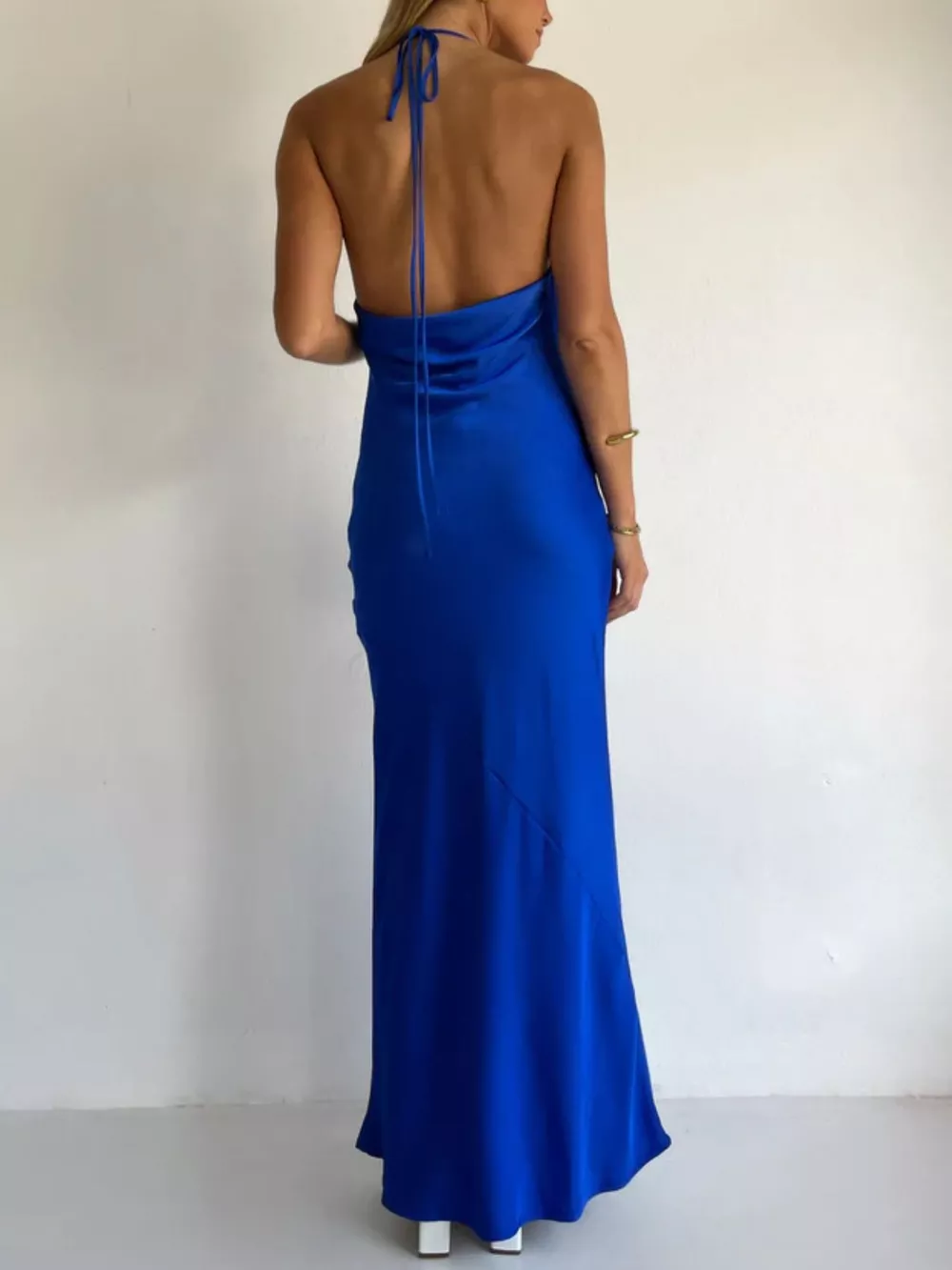 Halter Neck Satin Maxi Dress, image 9