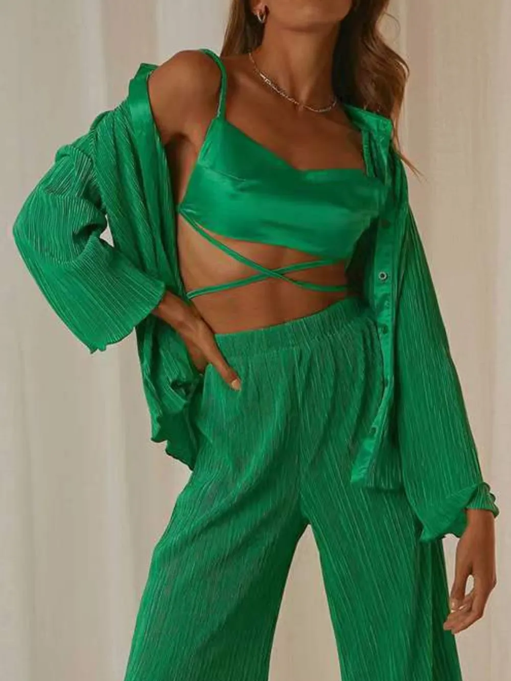 Button Up Long Sleeve Top and Pants Set, image 23