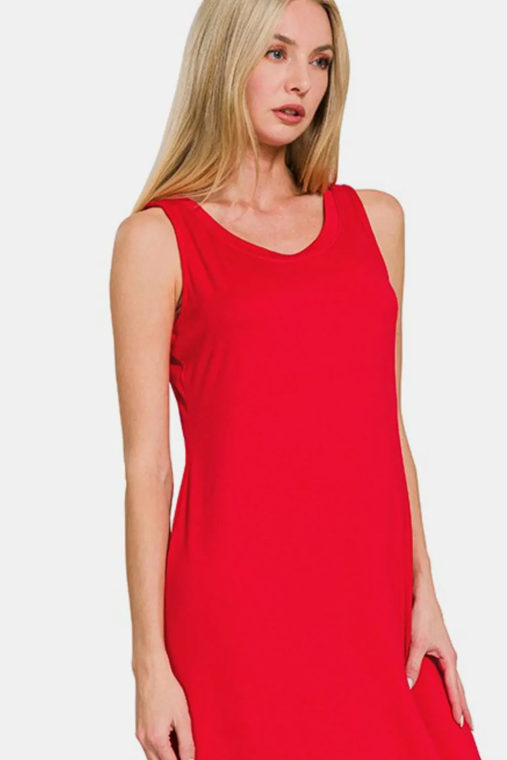 Scoop Neck Wide Strap Tank Dress, image 3