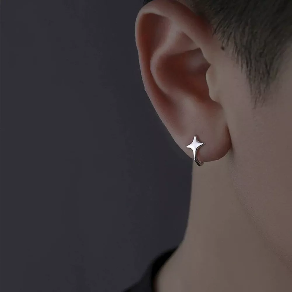 925 Sterling Silver Star Cuff Earrings, image 5
