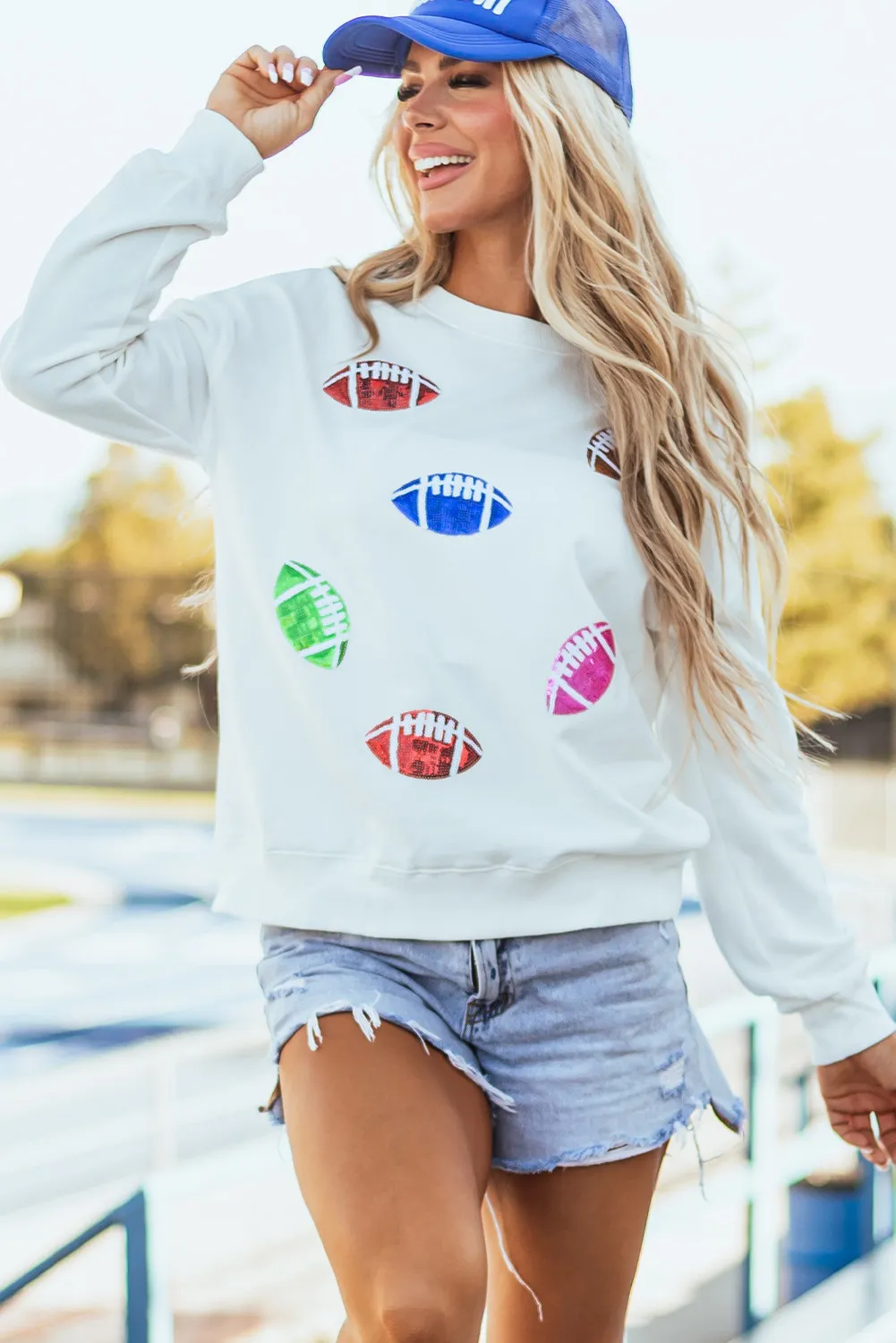 Football Round Neck Long Sleeve Sweatshirt, image 4