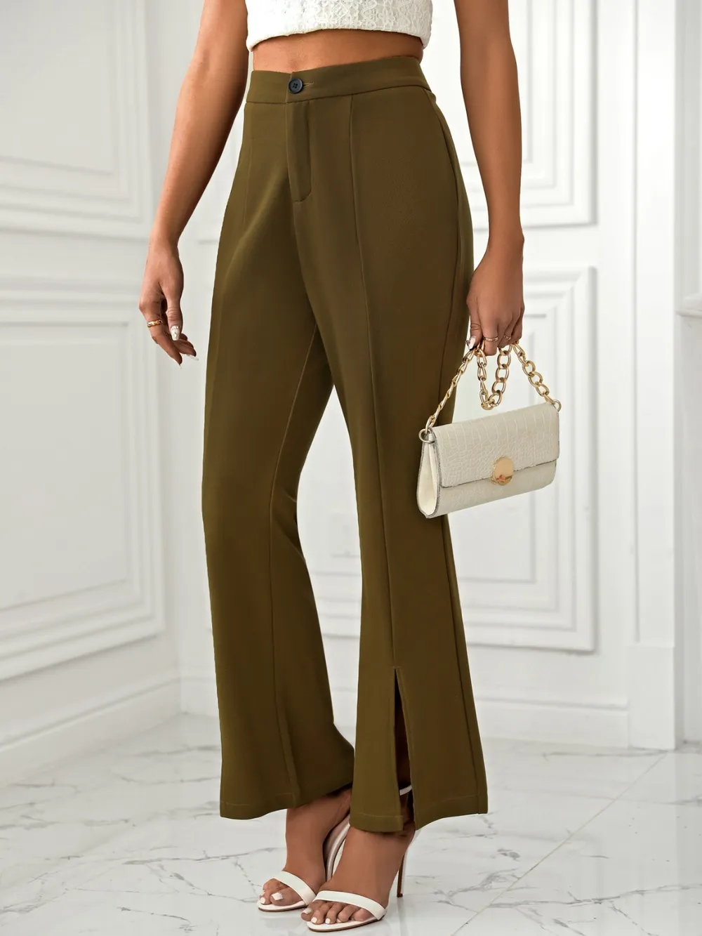 Slit Flare Pants with Pockets, image 4