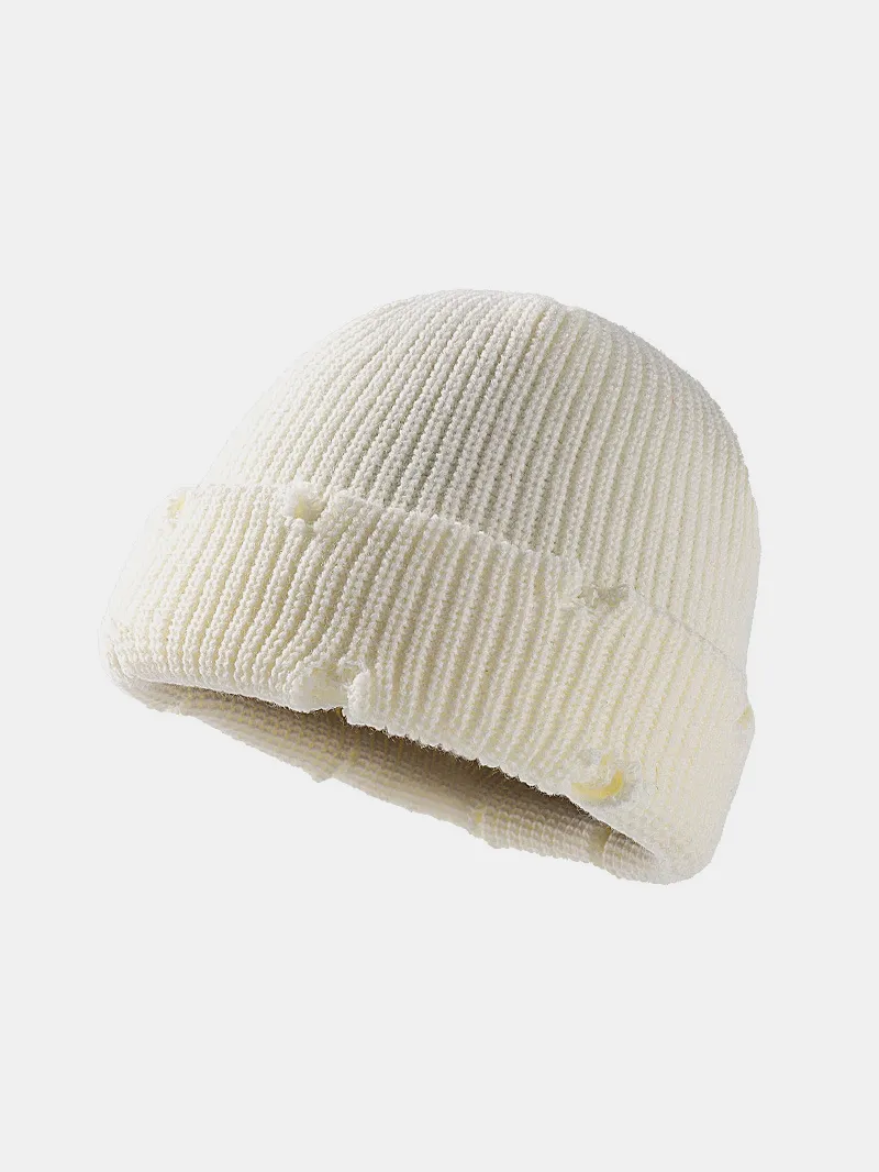 Distressed Cuffed Knit Hat, image 7